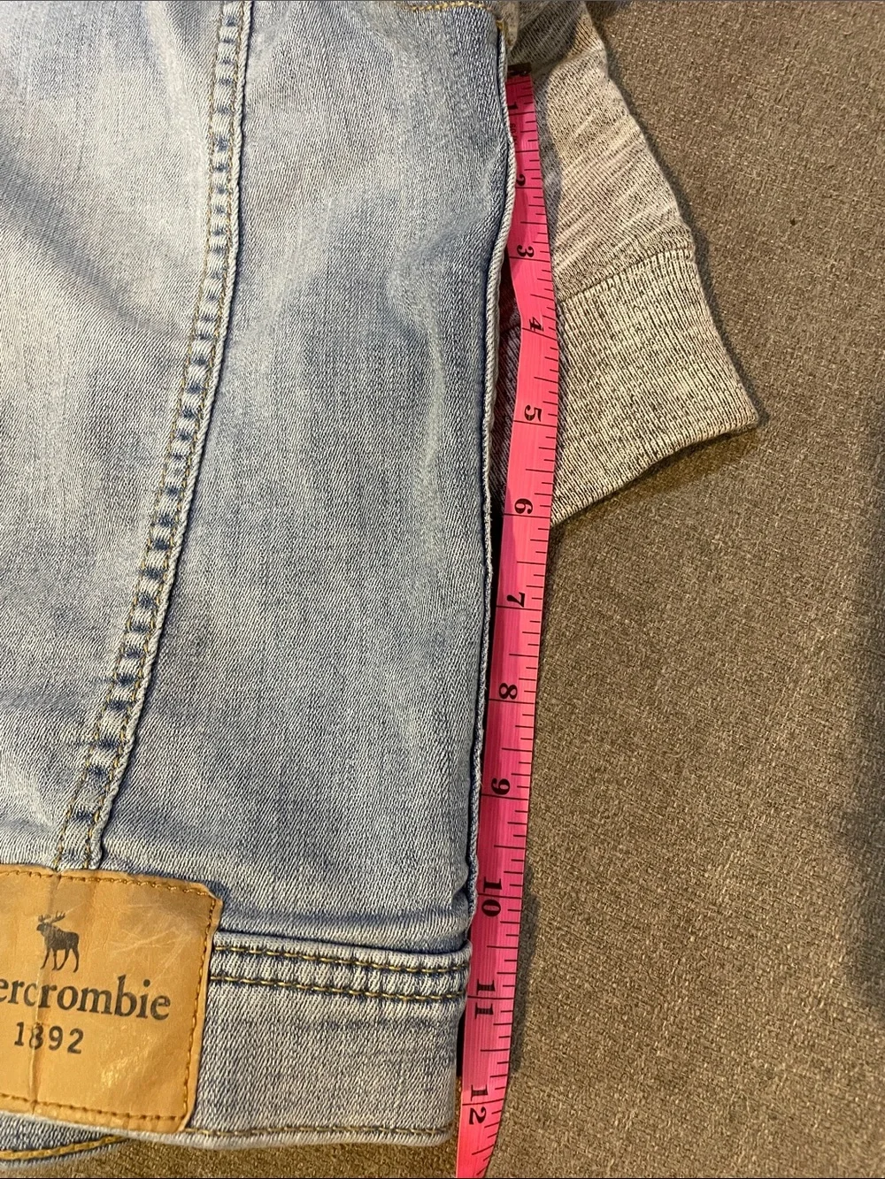 Abercrombie Kids A&F denim jacket hoodie jersey sleeves girls/boys